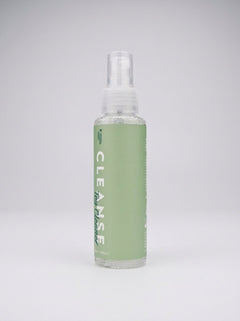 Loving Joy Cleanse gentle antibacterial sex toy cleaner spray bottle, showing the product label and spray nozzle.