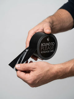 Bound to Please Bondage Tape Black - Self-Stick PVC Restraint for Beginners & Advanced