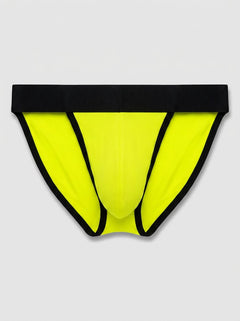 Lifestyle shot of the Male Power Mustang Bikini Brief, ideal for parties and clubwear, showcasing its luxurious design and comfortable fabric.