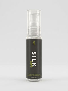 Loving Joy Silk Hybrid Lubricant - Long-Lasting, Vegan-Friendly & Paraben-Free Formula pump bottle, luxurious Hybrid Lubricant packaging