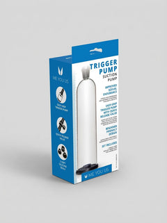 Me You Us Trigger Manual Suction Penis Pump boxed product, premium trigger penis pump packaging showing manual suction features