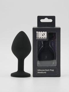 Toosh Silicone Butt Plug with Clear Gem Base - 3 colours and 3 sizes available, colourful silicone butt plug range