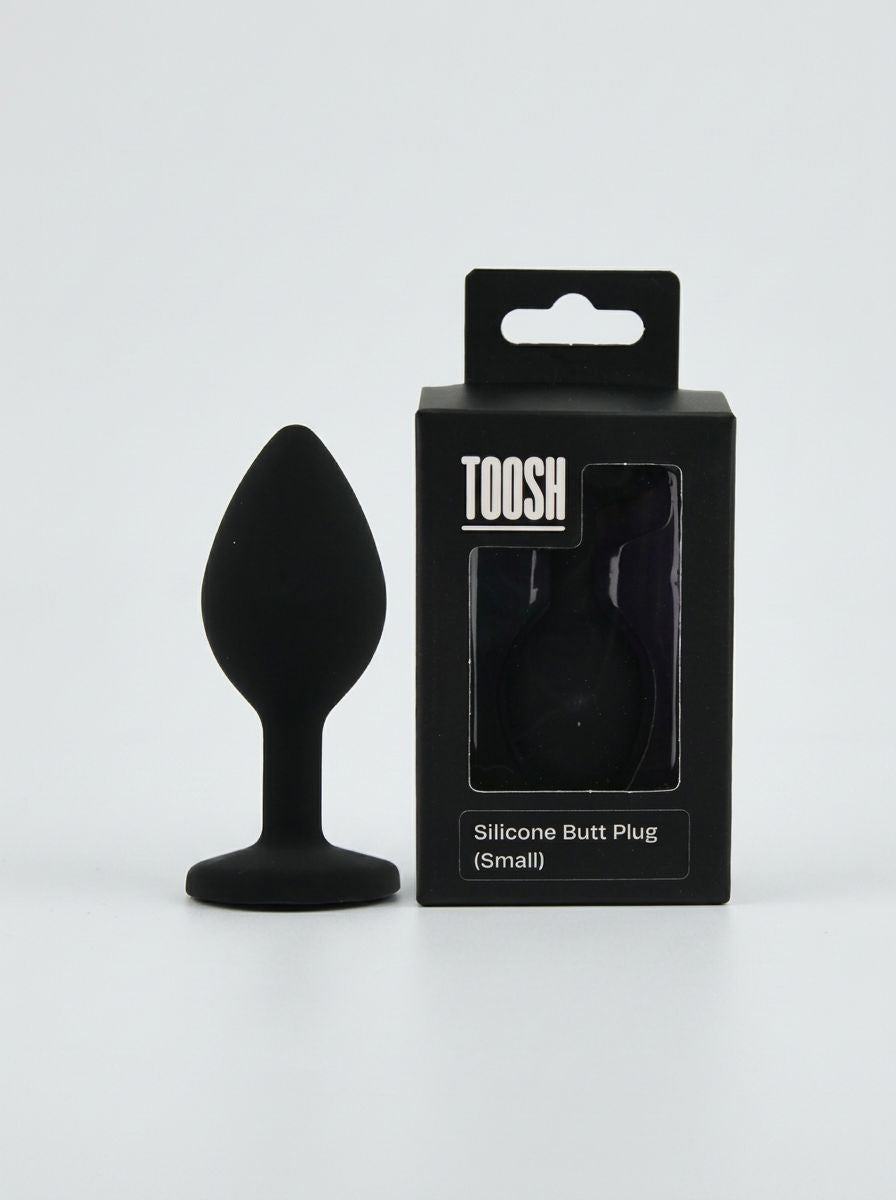 Toosh Silicone Butt Plug with Clear Gem Base - 3 colours and 3 sizes available, silicone butt plug with flared safety base