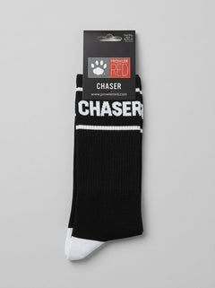 Prowler RED Chaser Slogan Cotton Crew Socks with soft cotton construction, contrasting white accents and statement styling