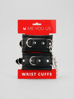 Me You Us Wrist Cuffs – Black/Silver, refined bondage wrist cuffs designed for light restraint and teasing