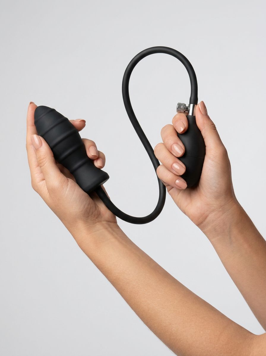 Luxury Me You Us Inflatable Ribbed Silicone Anal Butt Plug, the ultimate inflatable anal plug for customizable pleasure.
