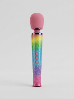 Close-up of the Le Wand Petite Vibrating Massager Wand, highlighting its soft silicone head and sleek design.