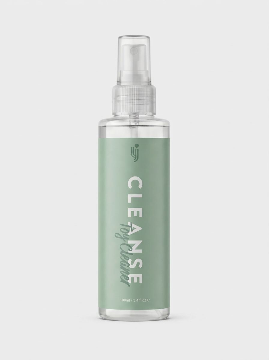 Loving Joy Cleanse gentle antibacterial sex toy cleaner spray bottle, designed for safe and effective toy cleaning.