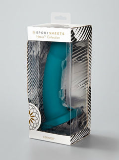 Sportsheets Merge Collection - Lennox - 8" Hollow Vibrating Silicone Dildo, elegant emerald strap-on compatible design