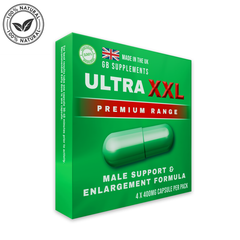 Ultra XXL Premium 400mg male herbal supplement capsules from GB Supplements, designed as aphrodisiacs and enhancer pills.