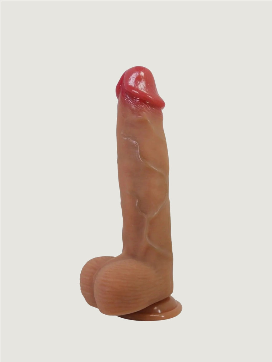 PrettyLove Super Soft Liquid Silicone Dildo with Suction Cup, Balls & Bendable Design