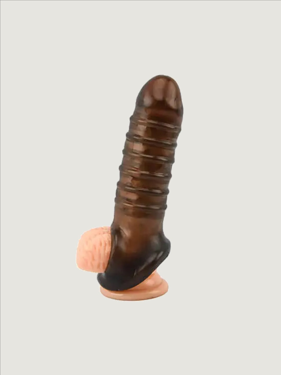 Textured Penis Sleeve With Ball Loop - 25% Girth Increase And Ribbed Design