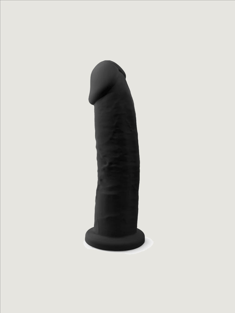 SilexD 9 Inch Realistic Girthy Silicone Dual Density Dildo with Suction Cup - Black Luxury