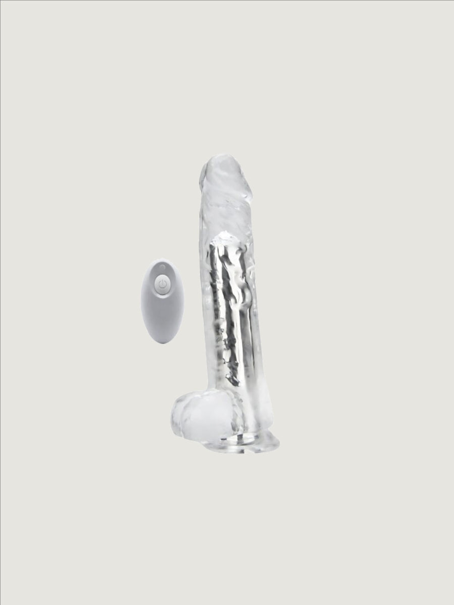 Remote Control Vibrating Jelly Dildo with 10 Functions, Suction Cup & USB Rechargeable