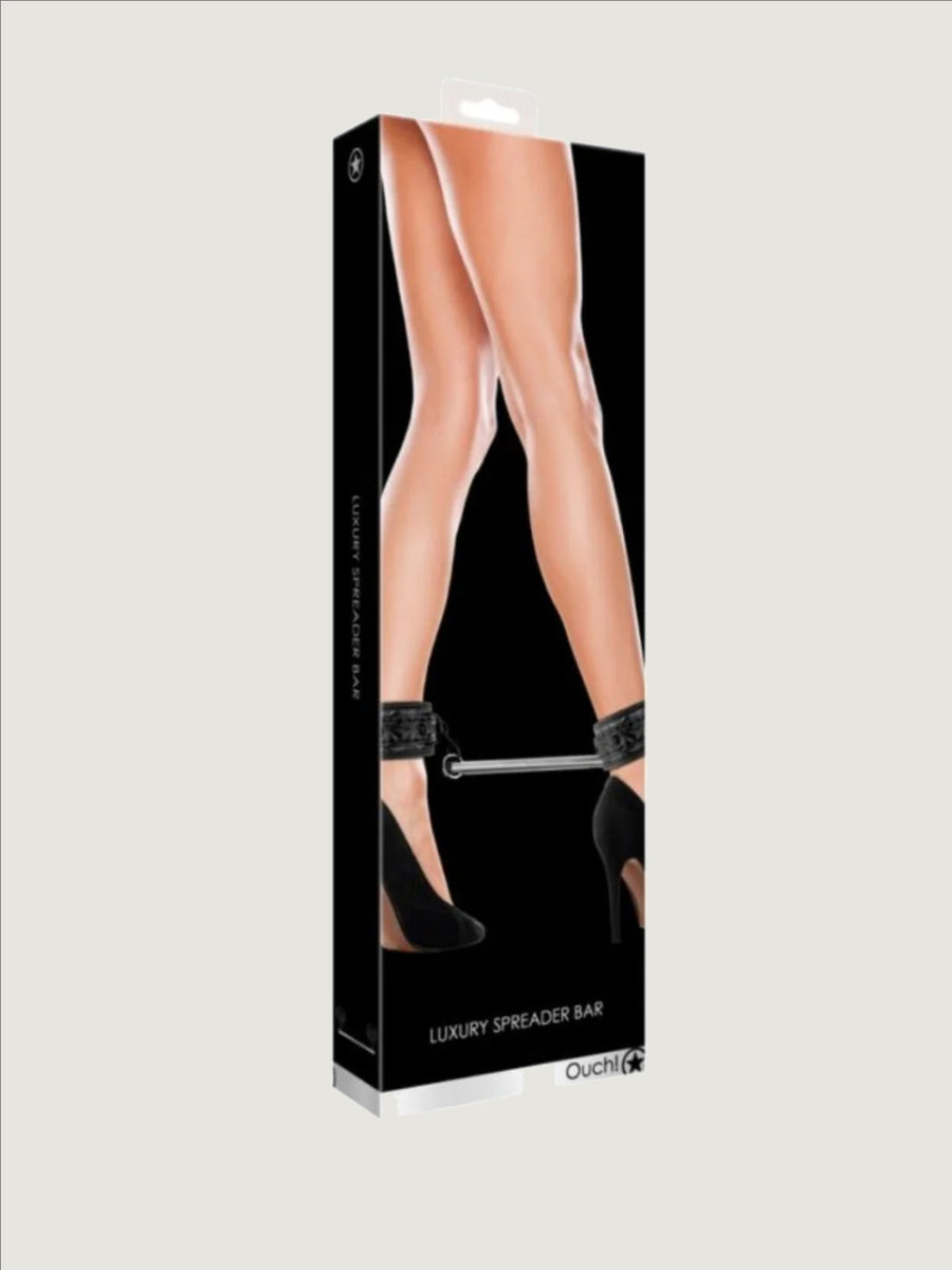 Spreader Bar with Comfortable Ankle Cuffs for BDSM Play - 16 Inch Neoprene & Vinyl Design