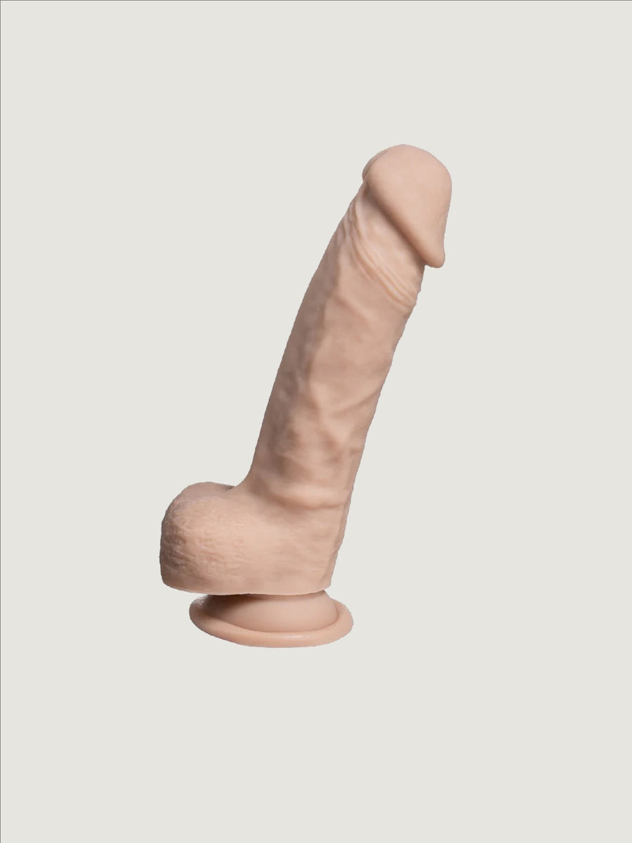 SilexD  Real Skin Liquid Silicone Dildo with Suction Cup, Balls & Thermo-Reactive Design