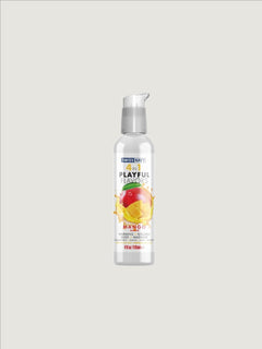 Luxurious Swiss Navy 4 In 1 Flavoured Water Based Lube 4oz in a bottle highlighting its smooth and warm water-based formula for enhanced pleasure.