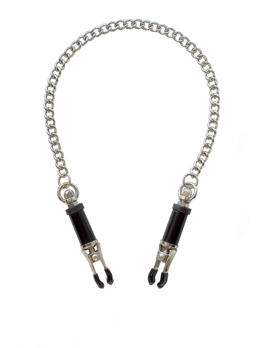 Adjustable Barrel Nipple Clamps with Chain - Stainless Steel and Rubber Coated Tips