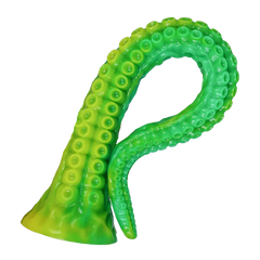 Green Tentacle Extra Long Silicone Dildo with textured suckers and suction cup base, by Scandals, designed for versatile pleasure.