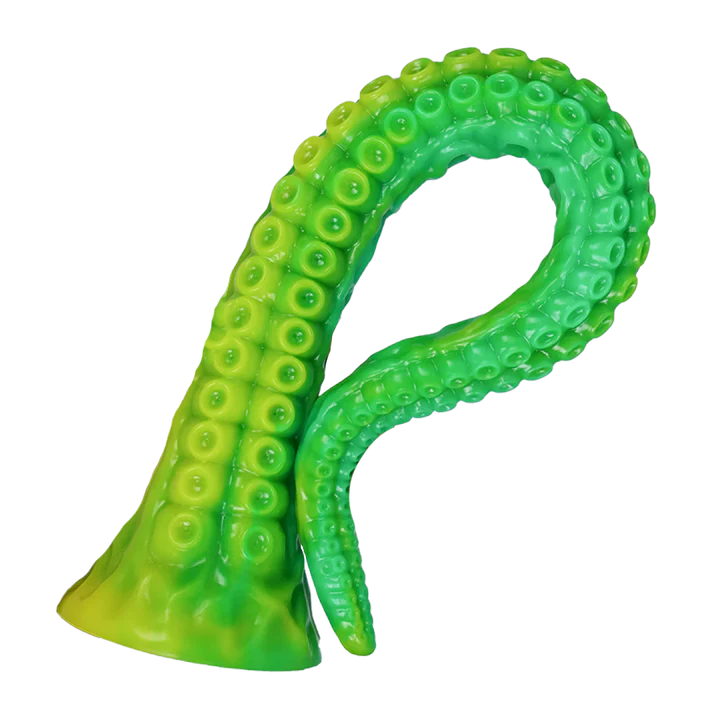 Tentacle Extra Long Silicone Dildo – luxurious purple and green textured silicone design featuring suckers, ideal for deep exploration and fantasy play, measuring 22.5 inches in length and offering superior flexibility for body-safe enjoyment.