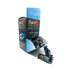 Close-up of Sex Chocolates Sea Salt Caramel, highlighting the luxurious chocolate texture and enticing sea salt caramel flavour.