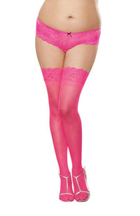 Thumbnail for Dreamgirl One Size Queen Pink Sheer Thigh High Stockings