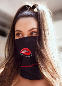 AIS Mapale Black/Red Lips O/S Face/Neck Bandana Not Available For Local Delivery