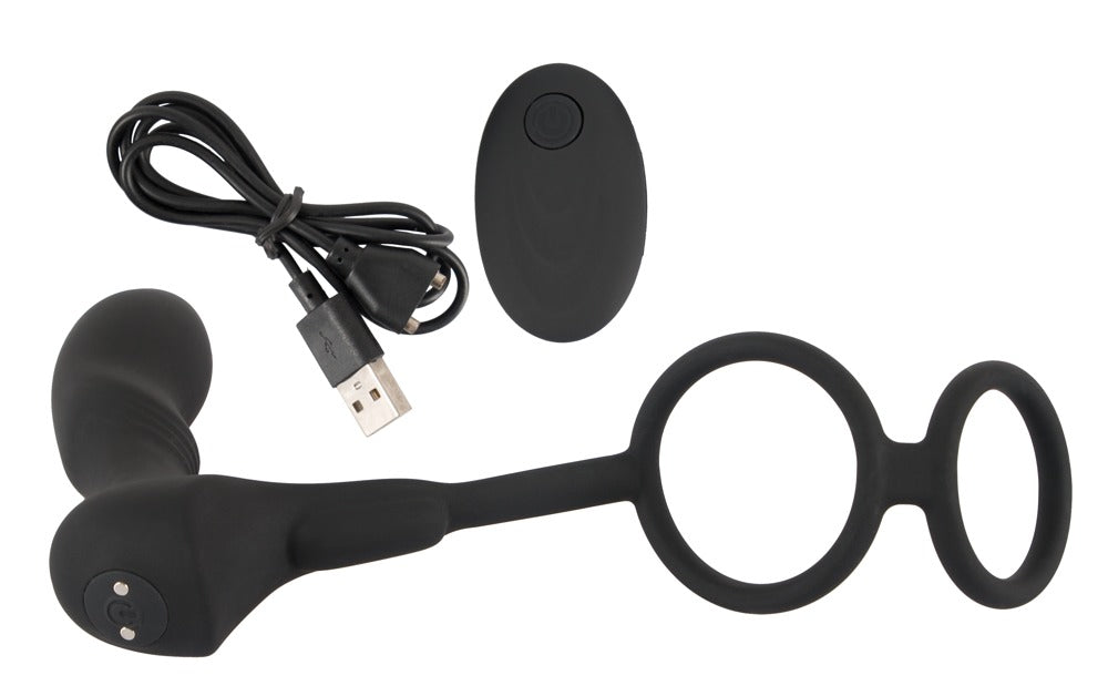 Double Ring & Plug with Vibrator by Black Velvets