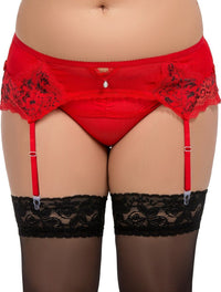 Thumbnail for Lace & Mesh Garter Belt With Pearl Detail
