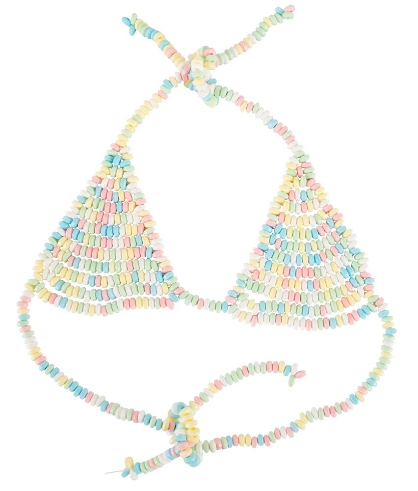 Colorful Candy novelty bra with playful design, featuring bright fabric and decorative candy-themed details.