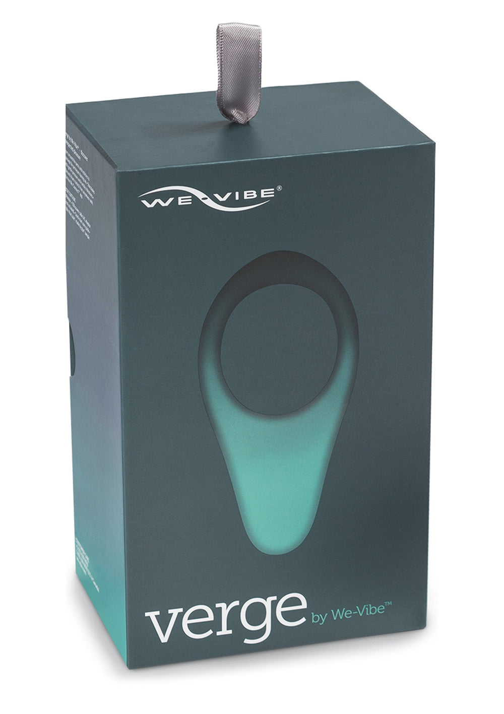 Gray We-Vibe Verge app-controlled vibrator with sleek design and remote control, designed for targeted pleasure and remote play.
