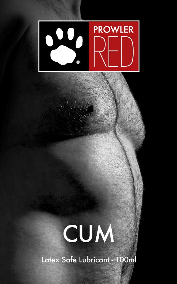 Prowler RED Extra Stimulation Cum Lube in 100ml water-based lubricant bottle, designed for natural body lubrication and enhanced sensation.