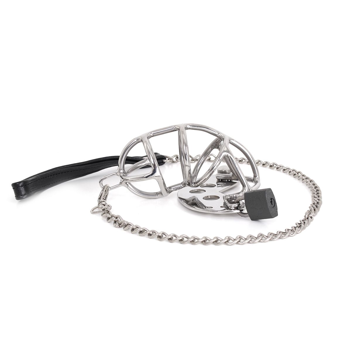 Stainless Steel Chastity Cage with leash