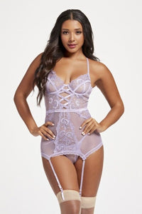 Thumbnail for Floral Embroidered Chemise and String Set