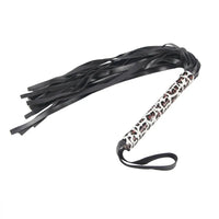 Thumbnail for a black flogger with leopard print handle