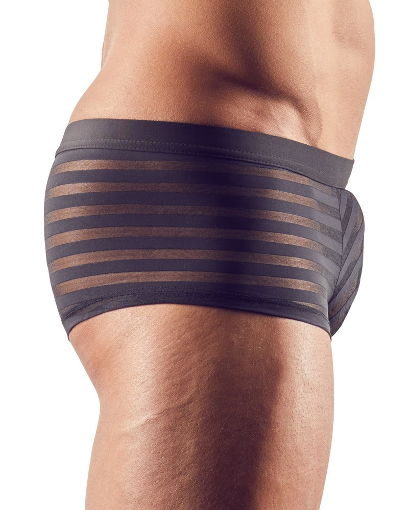 Men's Mesh Stripe Boxer Briefs by Svenjoyment featuring breathable mesh fabric and bold stripe design.