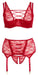 Red Lace Suspender Set - Plus Size