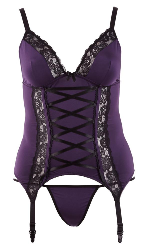 Purple Lace Basque Set - Plus Size