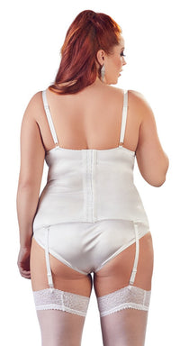Thumbnail for White Lace Suspender Basque and Brief Set