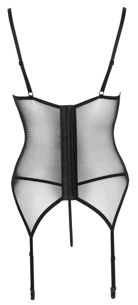 Lace Insert Wet Look Basque and Thong Set
