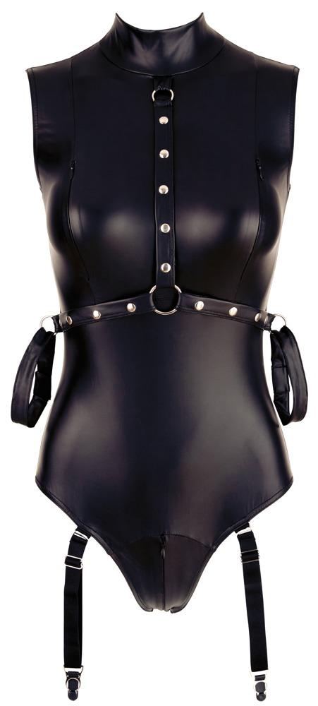 Faux Leather Zip Body With Restraints and Suspenders