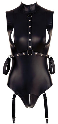 Thumbnail for Faux Leather Zip Body With Restraints and Suspenders