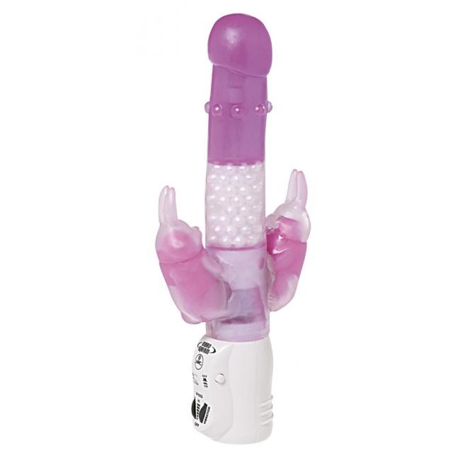ABS Nanma Double Bunny 8-inch rabbit vibrator featuring dual vibrating bunny ears and realistic design for enhanced pleasure.