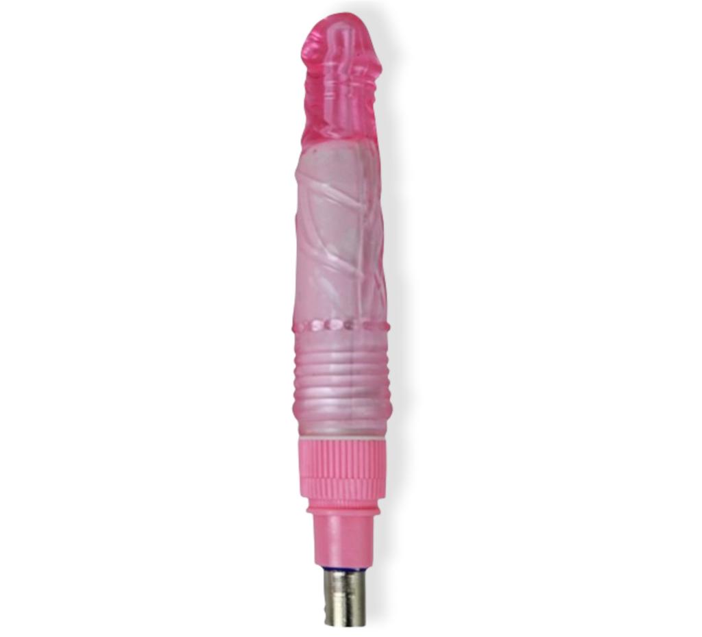 Pink jelly vibrator attachment for sex machines by Prevail Wellness, designed for versatile pleasure and stimulation.