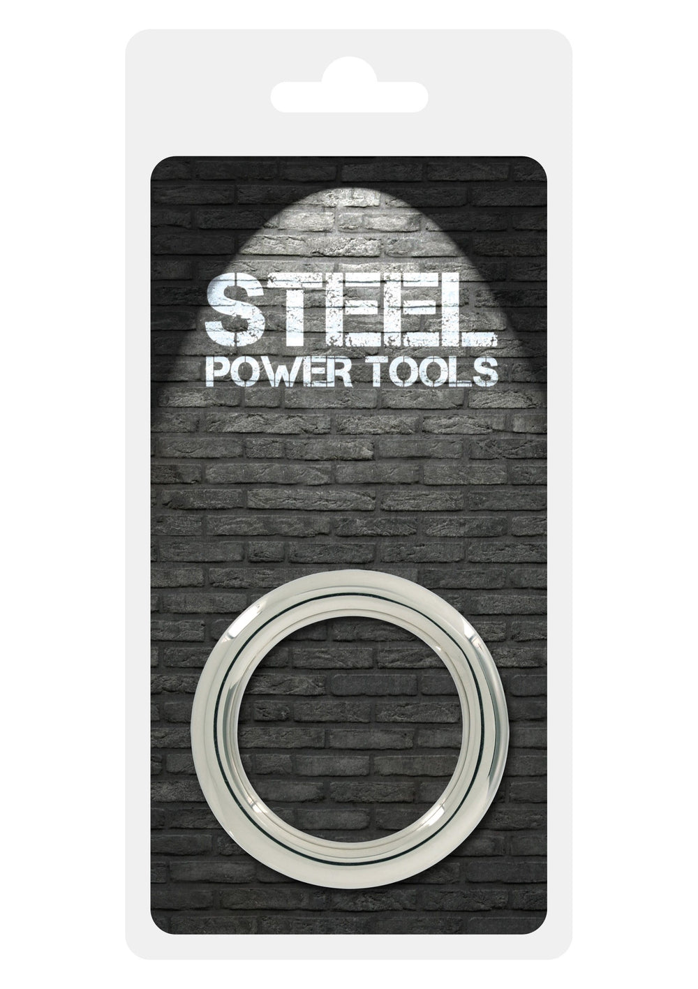 Steel Power Tools donut cock ring made of metal, designed for enhancement and restraint, featuring a smooth, durable finish.