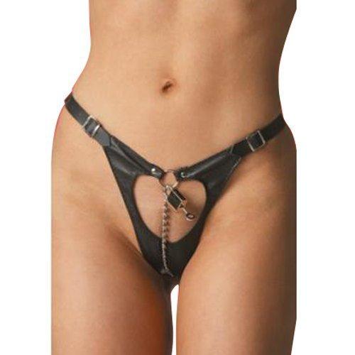 XOXO Leather Chastity Thong - Queen Size