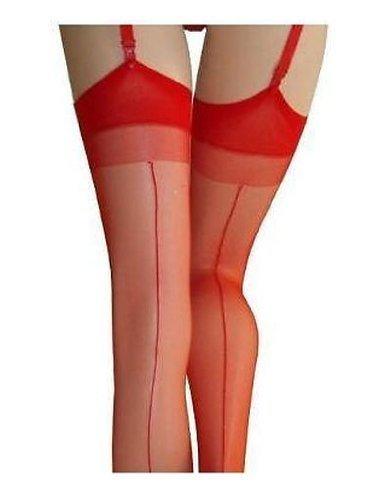 Classified Fully Fashioned Red Cuban Heel Stockings (Black or Red Seam)