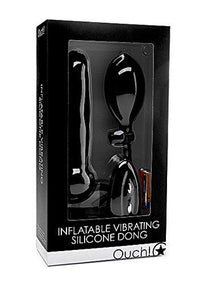 Thumbnail for Ouch! Inflatable Vibrating Silicone Dong - Black