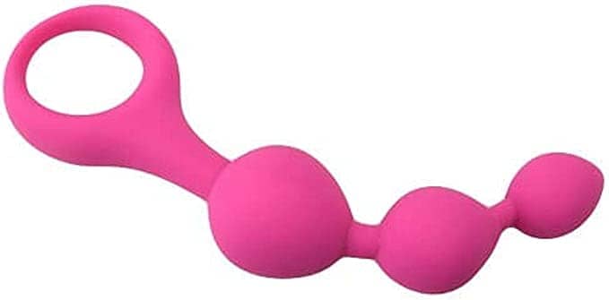 a pink toy with a long handle on a white background
