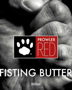 Prowler RED Fisting Butter 500ml, smooth thick lubricant for anal and vaginal use, in a clear bottle with a white pump.